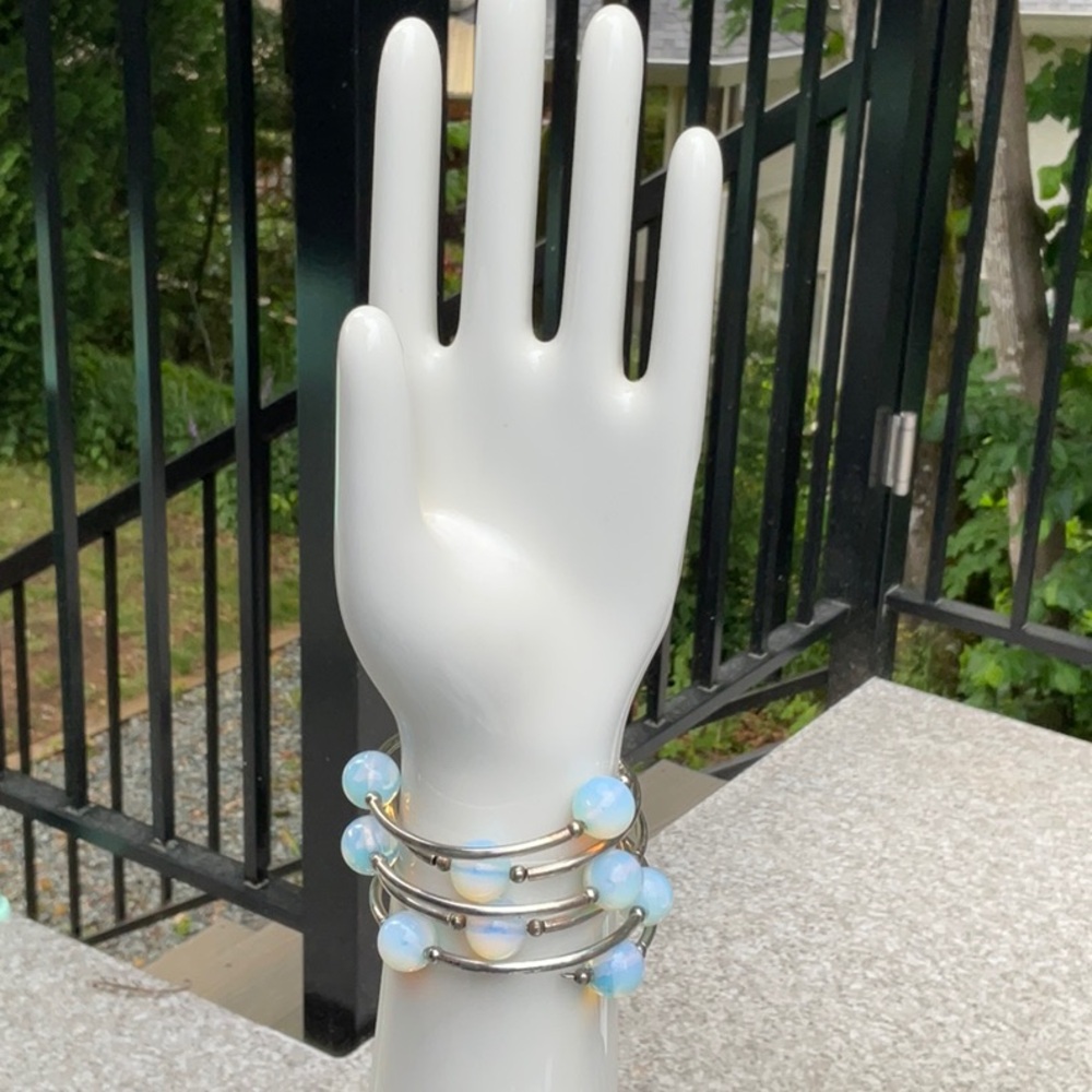 Silver Wrap Bracelet with Moonstones